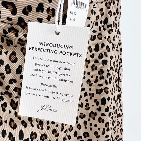 J.Crew Re-Imagined Leopard Print Chino Crop‎ Flare Pants Sz 00 NWT - Picture 8 of 11